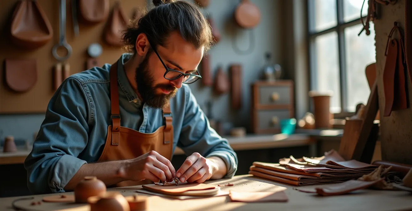 Vue d'un atelier d'artisan montréalais avec outils et création en cours