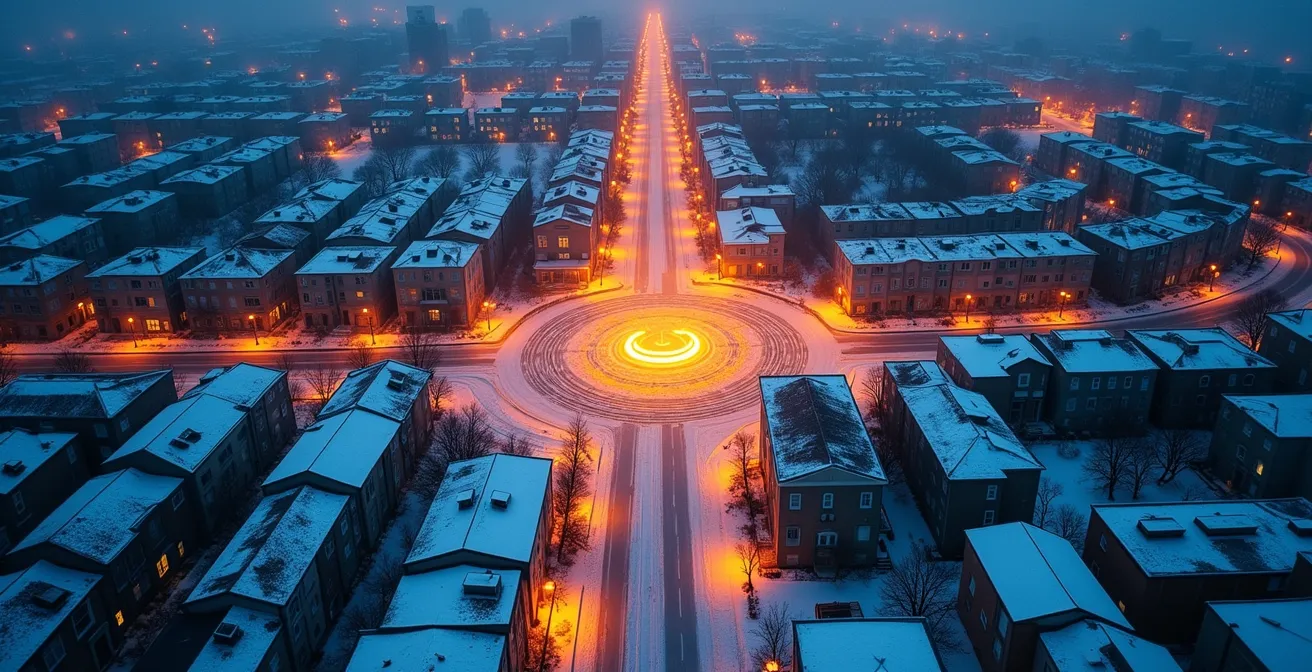 Visualisation abstraite des gradients de prix immobiliers autour des stations de métro