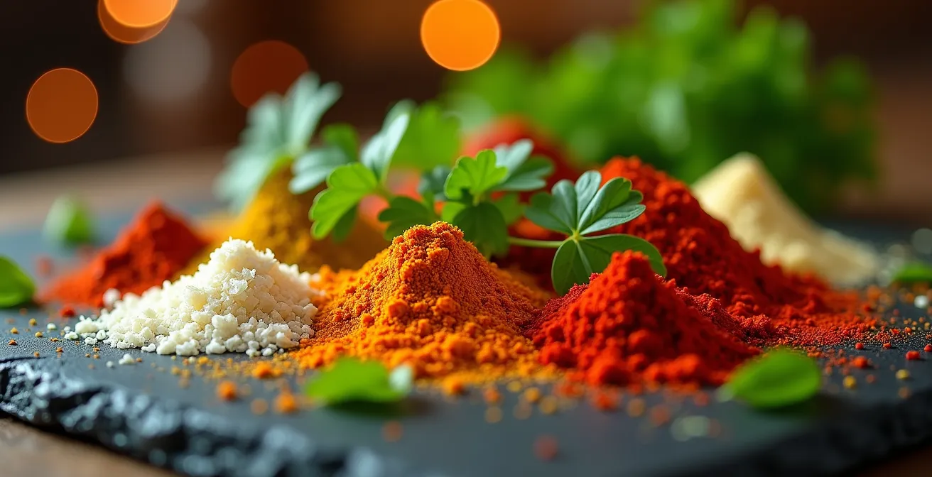 Assiettes colorées de cuisine fusion dans un restaurant montréalais moderne