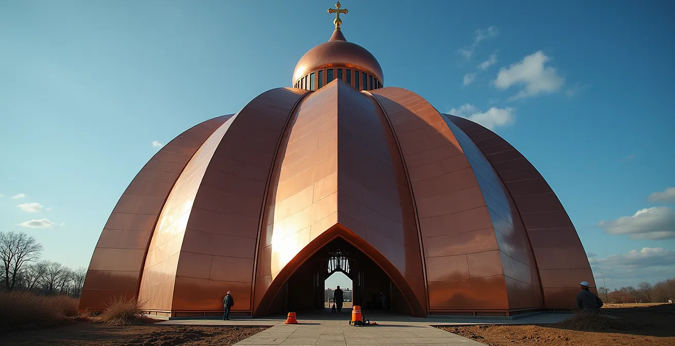Vue architecturale du dôme de l'Oratoire Saint-Joseph montrant sa structure à double coque