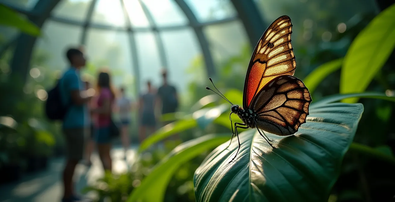 Famille explorant l'écosystème tropical du Biodôme de Montréal