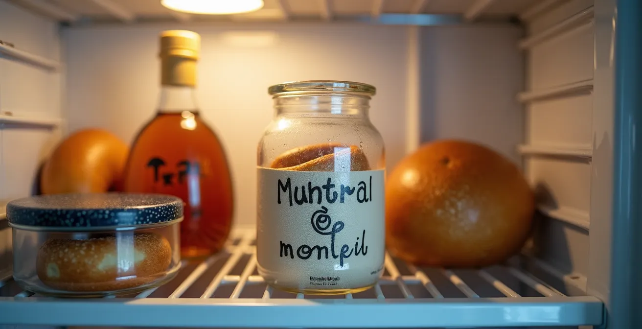 Organisation d'un frigo commun d'auberge avec sacs réutilisables opaques et boîtes hermétiques étiquetées