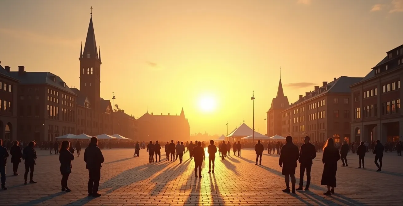 Guide touristique remerciant un groupe à la fin d'une visite dans le Vieux-Montréal