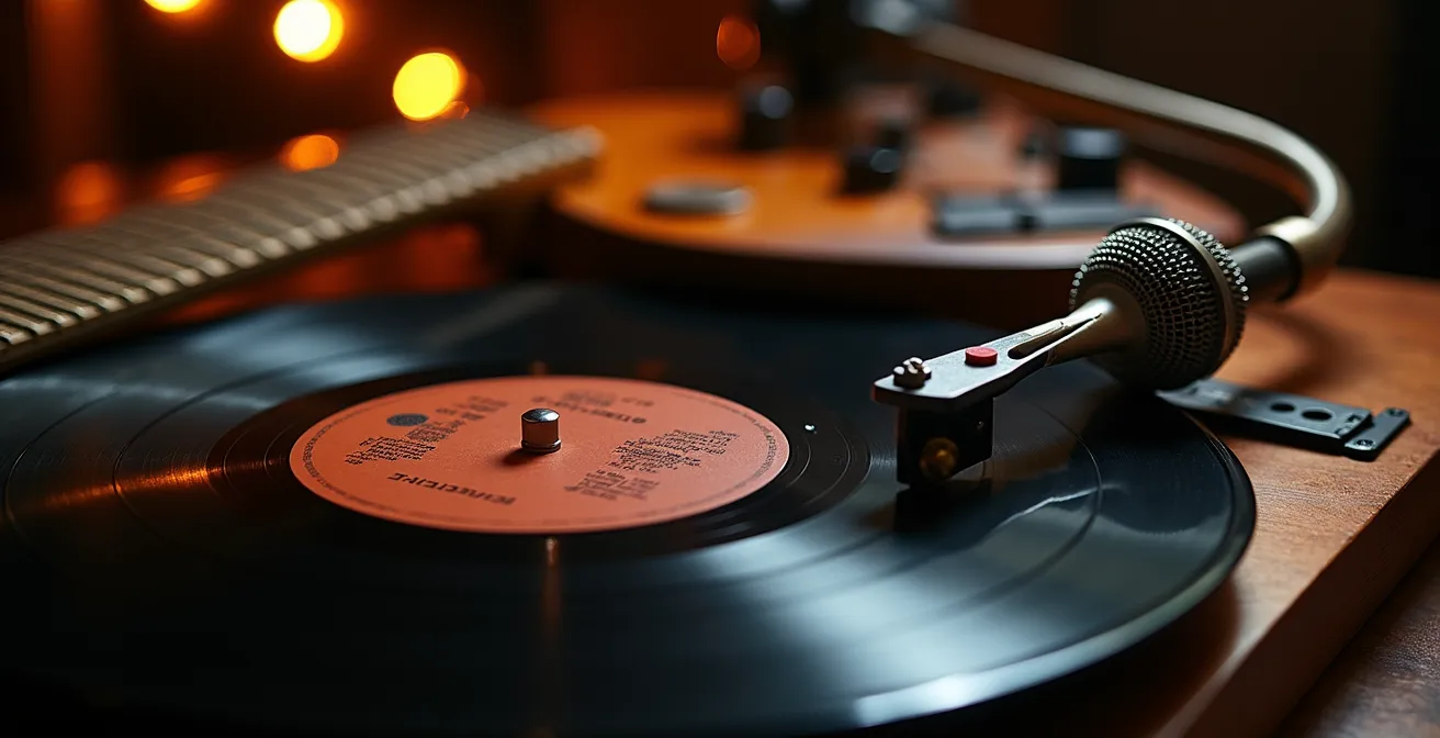 Ambiance intimiste d'un concert dans une salle du Mile End avec musiciens sur scène