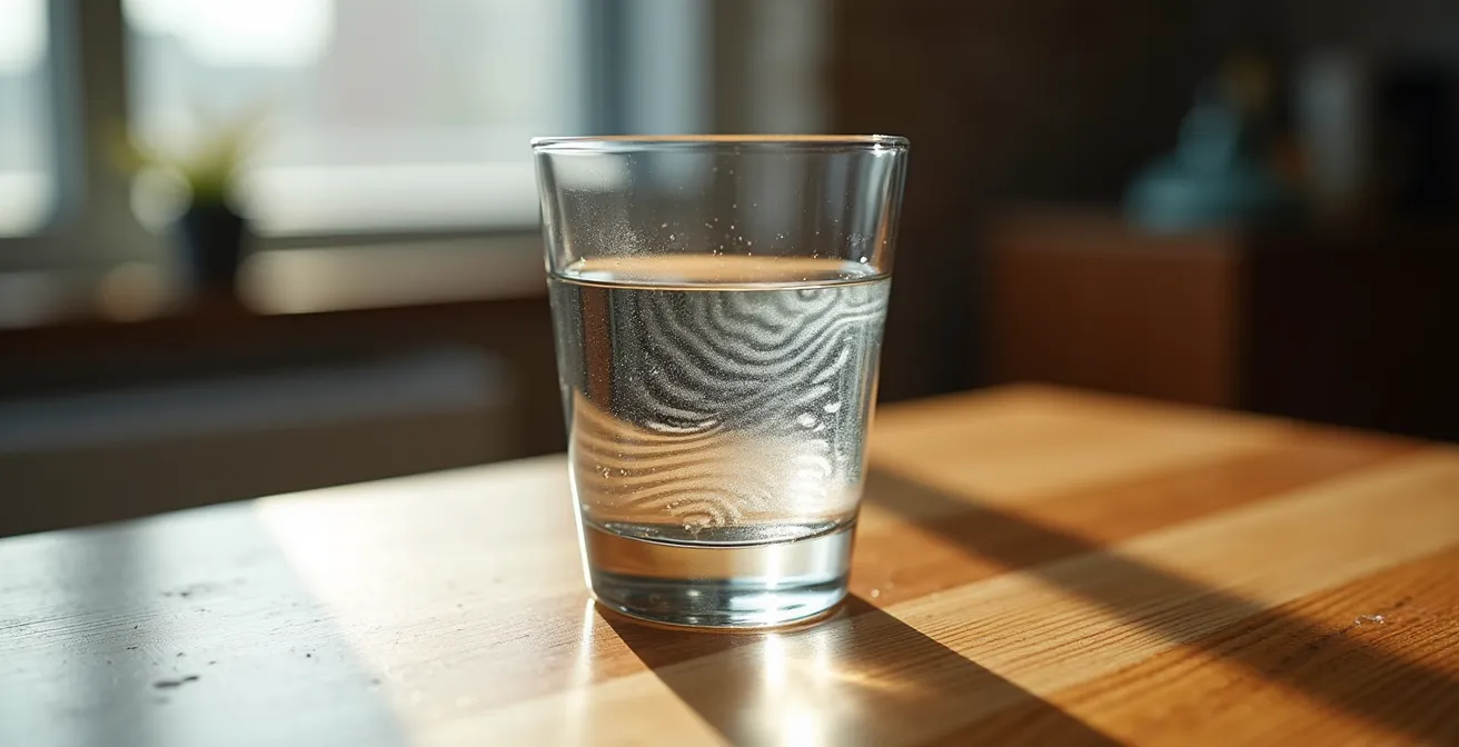 Test du verre d'eau pour détecter les vibrations dans un appartement
